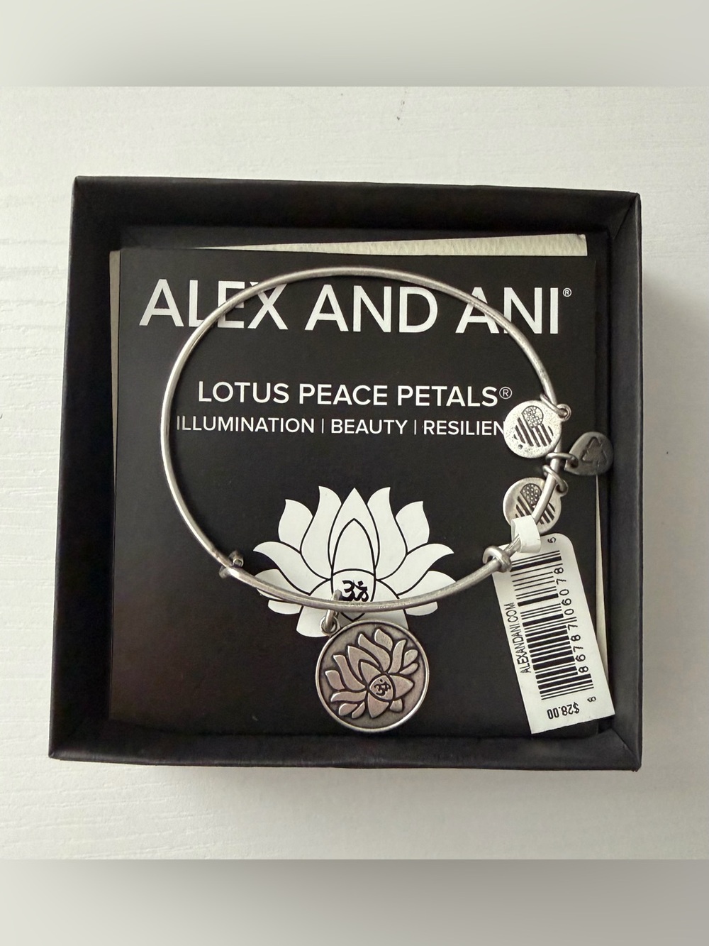 Alex and Ani Silver Lotus Charm Expandable Bracelet